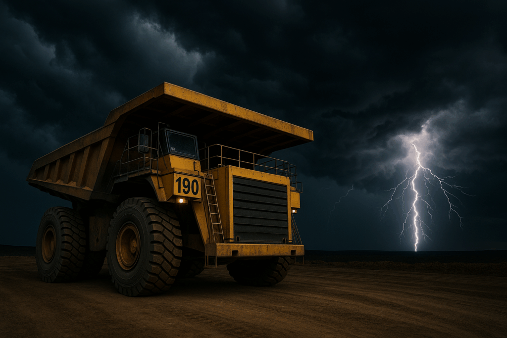 Dump Truck in Storm